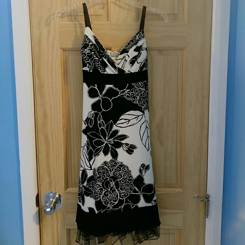 Black and white knee length dress